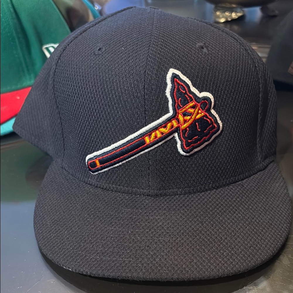 New Era Atlanta Braves Fitted Size 8 Cap.  Navy.  Worn 1 time.